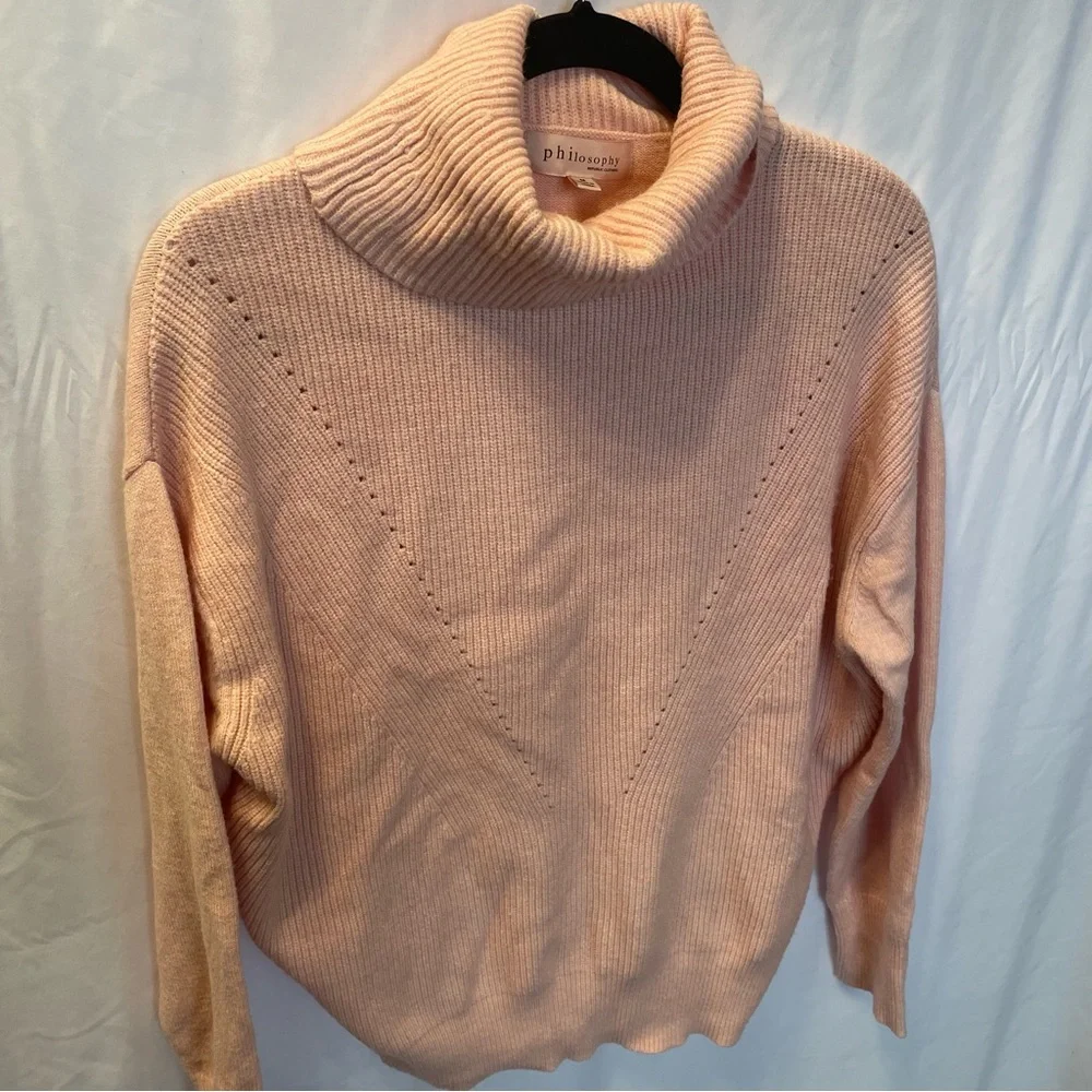 Philosophy Knit SOFT Turtleneck Pullover Sweater Pink Medium‎ Barbiecore Preppy